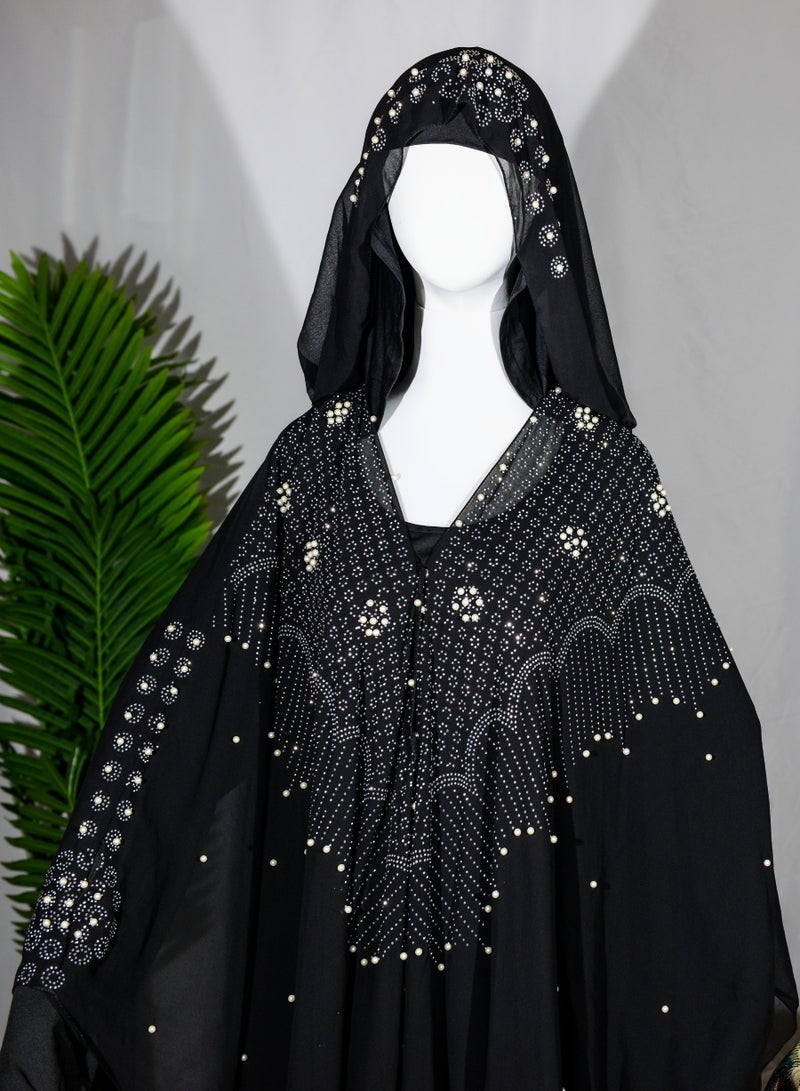 salaam-fashion Black Abaya with Hijab – Luxury Handcrafted Rhinestone Prayer Dress | Perfect for Ramadan, Hajj & Daily Worship | Comfortable & Skin-Friendly 140cm*140cm - Image 5