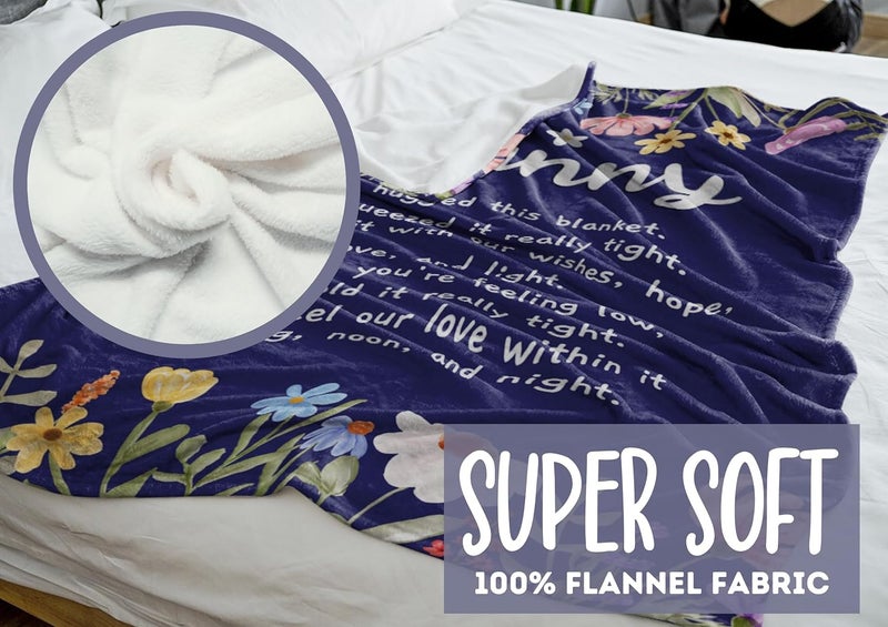 InnoBeta Granny Gifts Grandma Gifts for Granny Flannel Throw Blankets on Mothers Day Christmas Birthday 50 x 65 Blue Flowers - Image 2