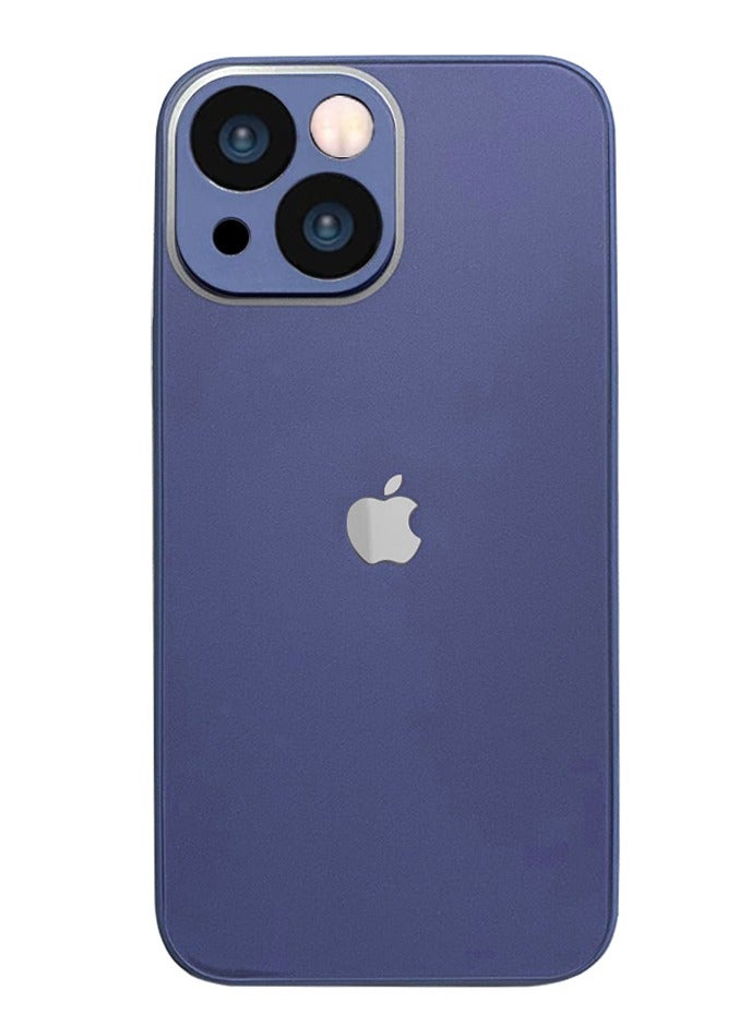 iPhone 13 Back Cover Tempered Glass With Silicone Rubber Frame For IPhone 13 Case - Blue - Image 2