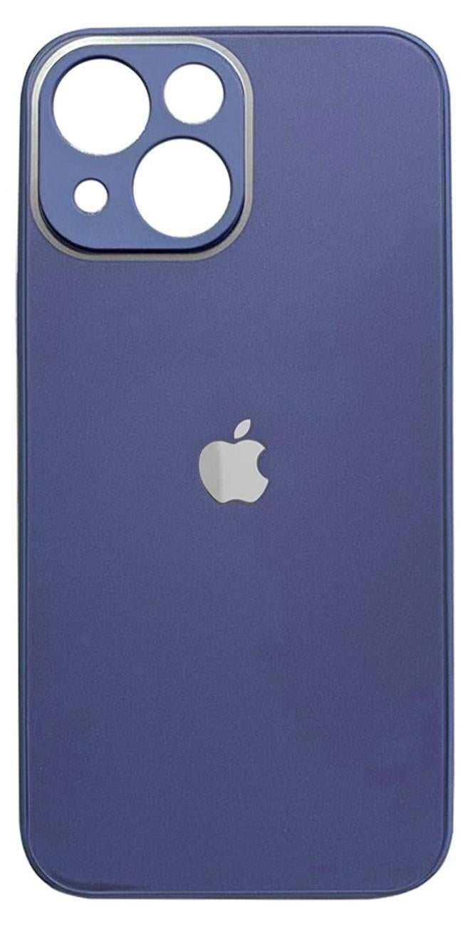iPhone 13 Back Cover Tempered Glass With Silicone Rubber Frame For IPhone 13 Case - Blue - Image 1
