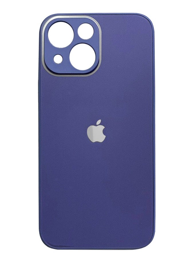 ماركة غير محددة - جراب خلفي من الزجاج المقوى مع إطار مطاطي من السيليكون لهاتف iPhone 13 - أزرق - Image 1