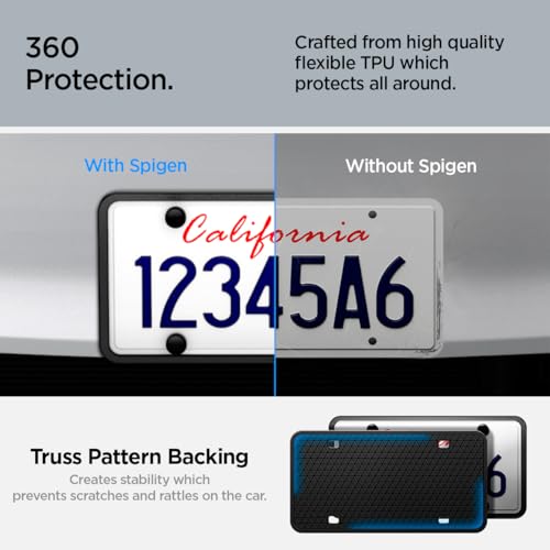 Spigen Car License Plate Frame Holder (Rattle Proof and Weather Proof) [1 Pack] with Screws & Installation Kit Designed for New Tesla Model Y Juniper, Model 3/Y/S/X/Cybertruck & All Cars (Black) - Image 2