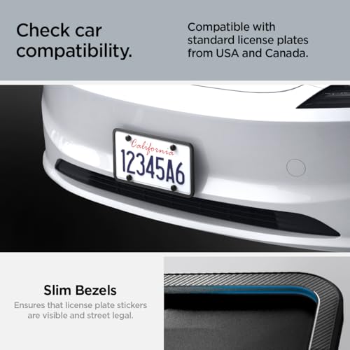 Spigen Car License Plate Frame Holder (Rattle Proof and Weather Proof) [1 Pack] with Screws & Installation Kit Designed for New Tesla Model Y Juniper, Model 3/Y/S/X/Cybertruck & All Cars (Black) - Image 4