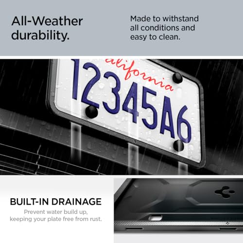 Spigen Car License Plate Frame Holder (Rattle Proof and Weather Proof) [1 Pack] with Screws & Installation Kit Designed for New Tesla Model Y Juniper, Model 3/Y/S/X/Cybertruck & All Cars (Black) - Image 5