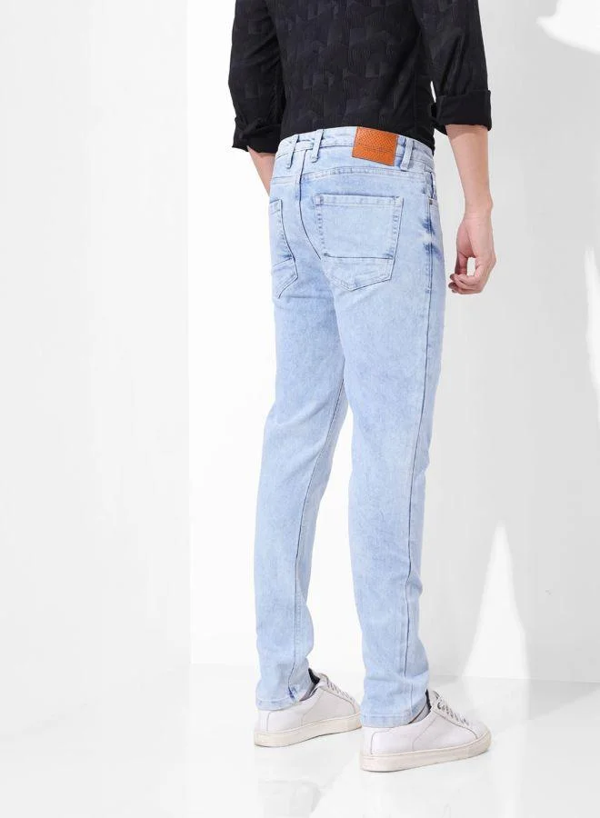 شركة المرآب الهندية Men Slim Fit Solid Scoop Pocket Mid-Rise Jeans
