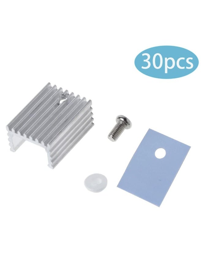 TO-220 Aluminum Heatsink Kit for MOSFET Transistors, 3-Size Cooling Fins (10 Each) with Mounting Hardware, Includes 30 Screws, Washers  Silicone Insulators, Electronic Component Heat Sink Set(30PCS) - Image 2