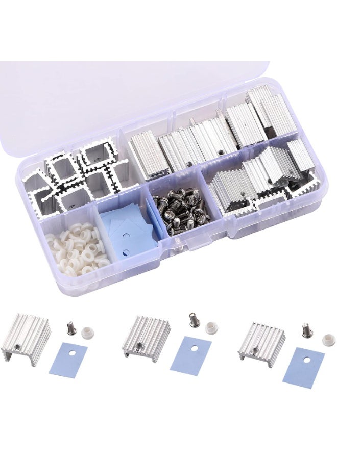 TO-220 Aluminum Heatsink Kit for MOSFET Transistors, 3-Size Cooling Fins (10 Each) with Mounting Hardware, Includes 30 Screws, Washers  Silicone Insulators, Electronic Component Heat Sink Set(30PCS) - Image 5