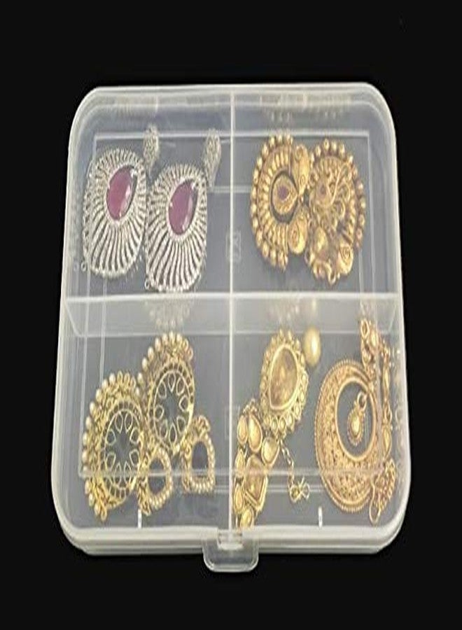 c s m C.S.M CSM® Jewellery Case Organiser Multipurpose Plastic Storage Box with dividers 4 Grids, Transparent (Pack of 2 Boxes) - Image 5