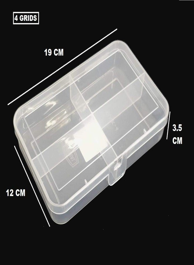 c s m C.S.M CSM® Jewellery Case Organiser Multipurpose Plastic Storage Box with dividers 4 Grids, Transparent (Pack of 2 Boxes) - Image 2