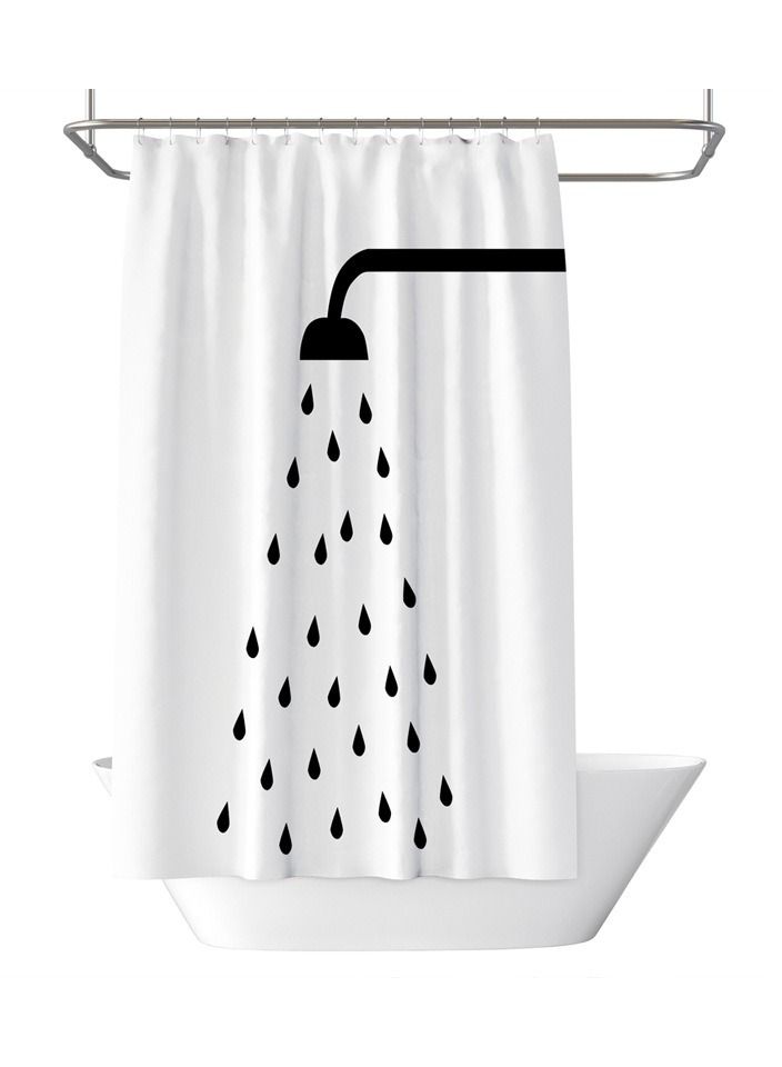 White Waterproof Mildewproof Polyester Shower Curtains - Image 4