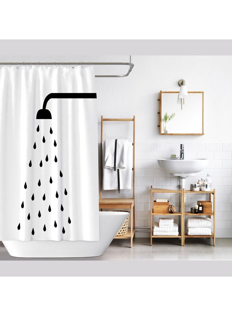 White Waterproof Mildewproof Polyester Shower Curtains - Image 3