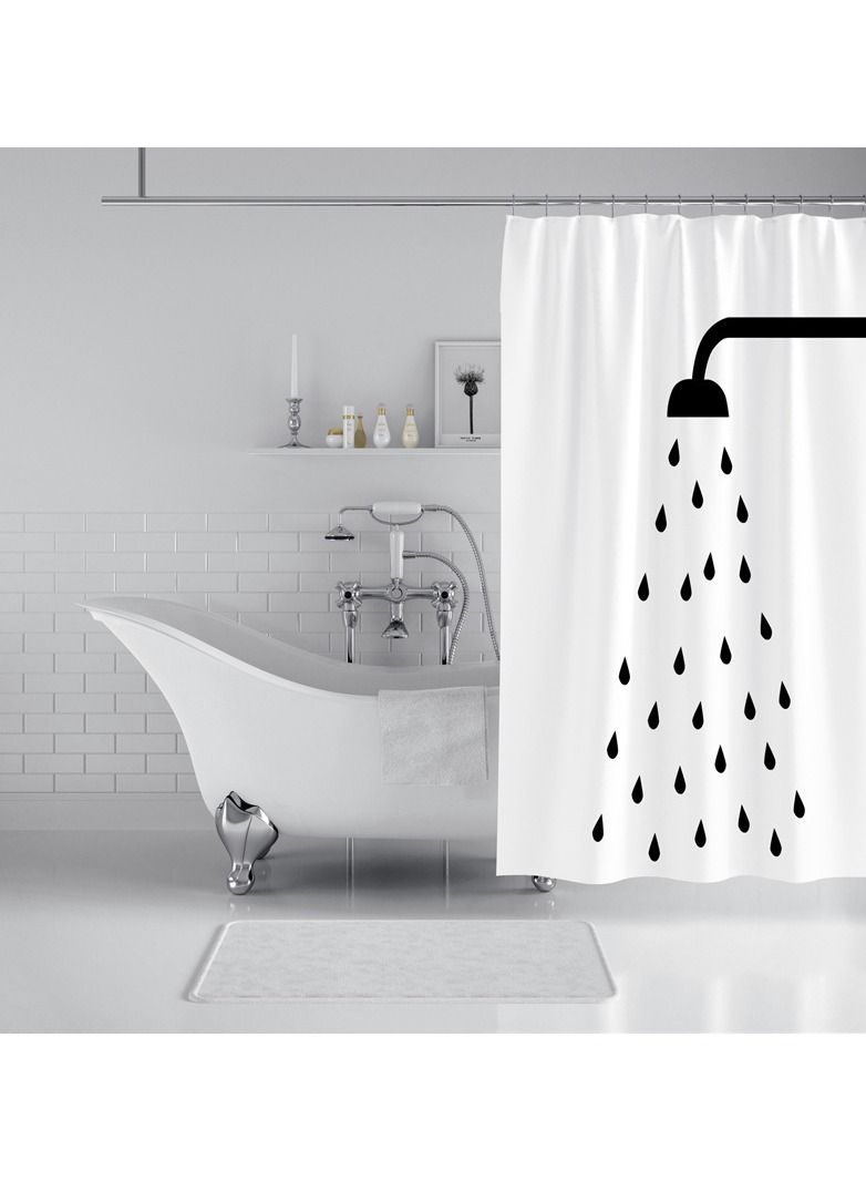 White Waterproof Mildewproof Polyester Shower Curtains - Image 2
