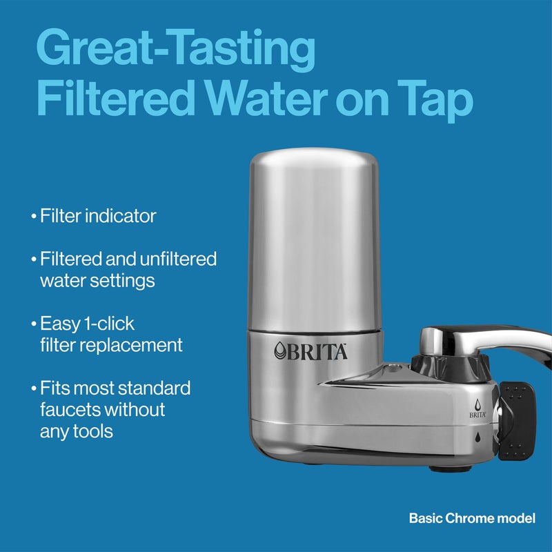 BRITA Brita Faucet Mount Water Filter for Sink, Removes 99% of Lead, Elite Filtration System, Includes 1 Replacement Filter, Chrome  - Image 4