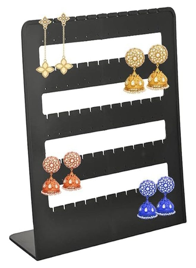 Kd Retail JEWEL PLASTIC EARRING ORGANIZERS - EARRING HOLDER WITH 48 HOLES FOR STUDS, EARRING,HANGING EARRINGS, DISPLAY STORAGE STAND - (4, BLACK ACRYLIC) - Image 5