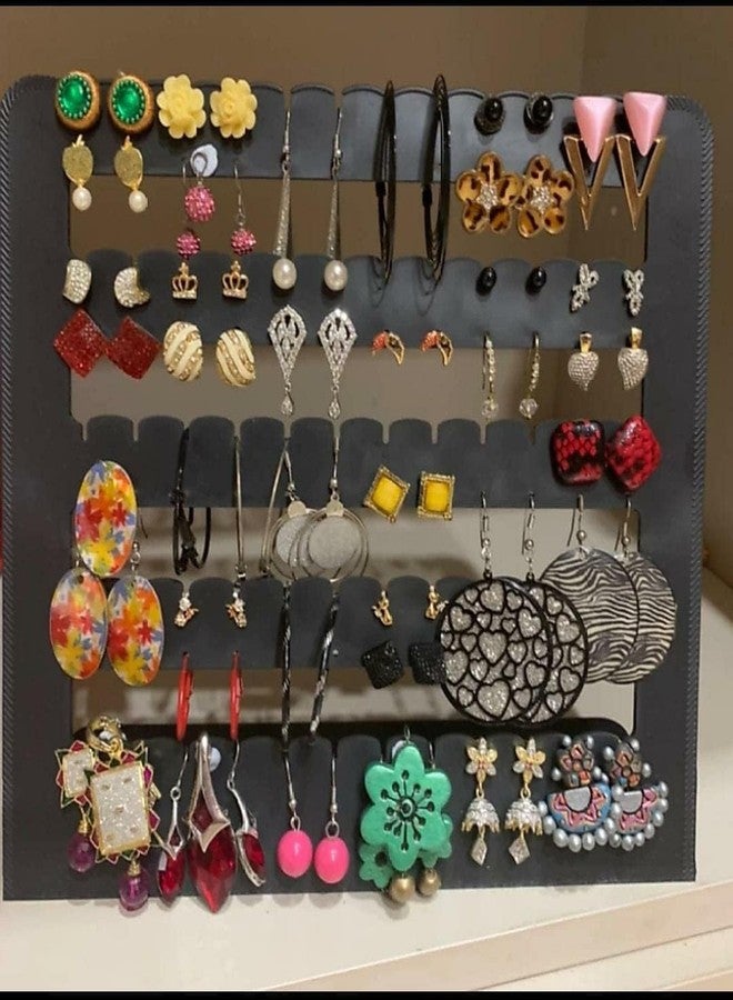 Kd Retail JEWEL PLASTIC EARRING ORGANIZERS - EARRING HOLDER WITH 48 HOLES FOR STUDS, EARRING,HANGING EARRINGS, DISPLAY STORAGE STAND - (4, BLACK ACRYLIC) - Image 4