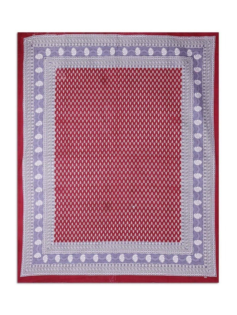 EarlyMart 144 TC 100 Cotton Rajasthani Jaipuri Traditional 1 Double Bedsheet with 2 Pillow Covers Mahroon - Image 2