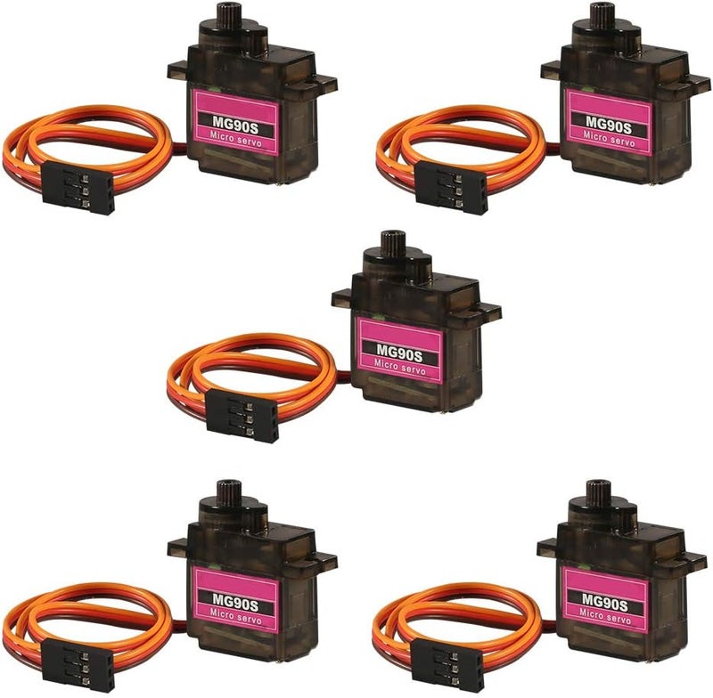 DORHEA 5PCS MG90S Servo Micro 9G Servo Motor Geared Micro Servo Motor 9G Smart Robot Compatible with Raspberry Pi Project Car Helicopter Airplane Boat (Control Angle 180) - Image 1