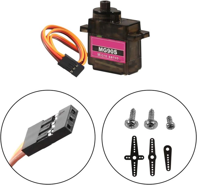 DORHEA 5PCS MG90S Servo Micro 9G Servo Motor Geared Micro Servo Motor 9G Smart Robot Compatible with Raspberry Pi Project Car Helicopter Airplane Boat (Control Angle 180) - Image 2