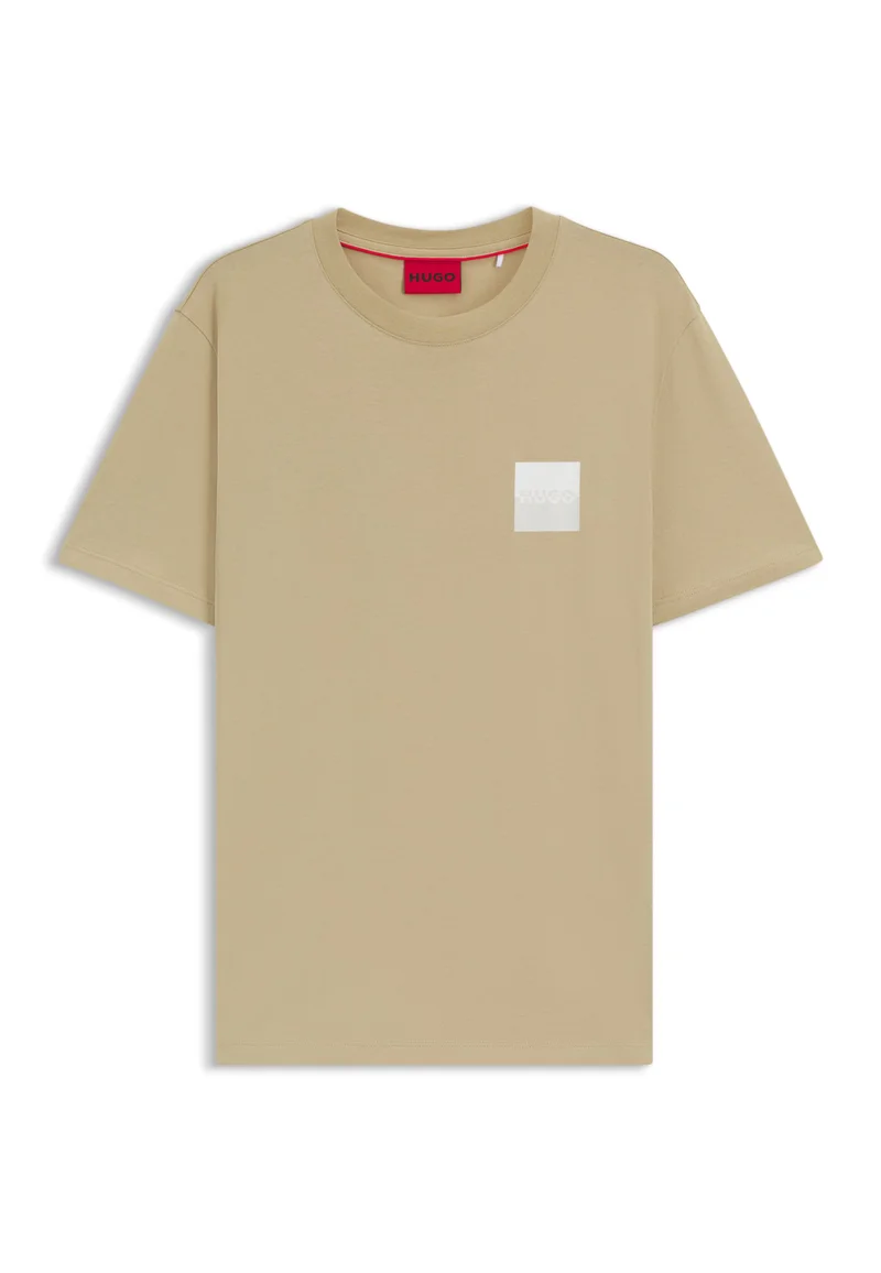 HUGO Cotton-jersey T-shirt with split-logo print