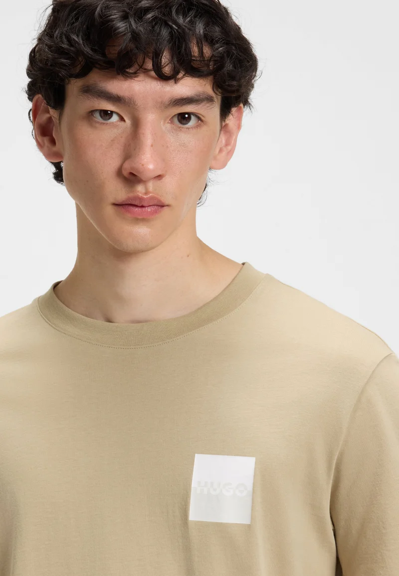 HUGO Cotton-jersey T-shirt with split-logo print