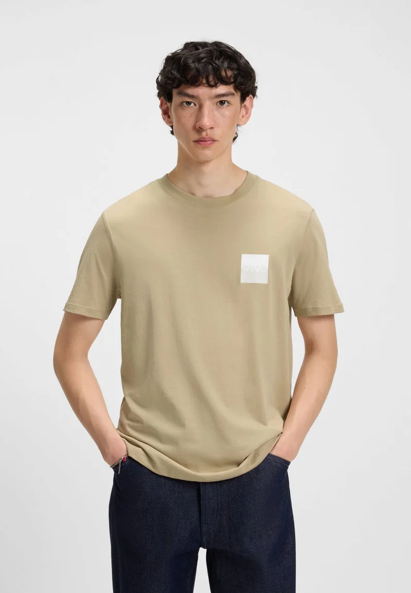 HUGO Cotton-jersey T-shirt with split-logo print