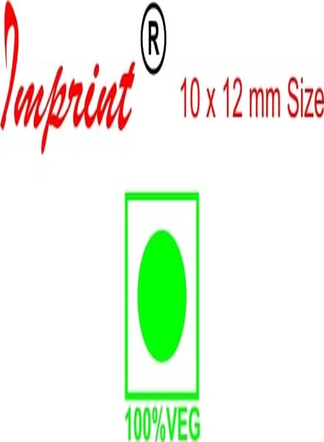 إمبرينت ملصقات دائرية ذاتية اللصق من إمبرينت، 1000 ملصق نباتي (مع عبارة "نباتي 100%)"، بنقاط خضراء وحواف خضراء، مقاس 10 مم × 12 مم تقريبًا. - Image 3
