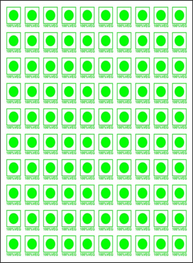 إمبرينت ملصقات دائرية ذاتية اللصق من إمبرينت، 1000 ملصق نباتي (مع عبارة "نباتي 100%)"، بنقاط خضراء وحواف خضراء، مقاس 10 مم × 12 مم تقريبًا. - Image 2