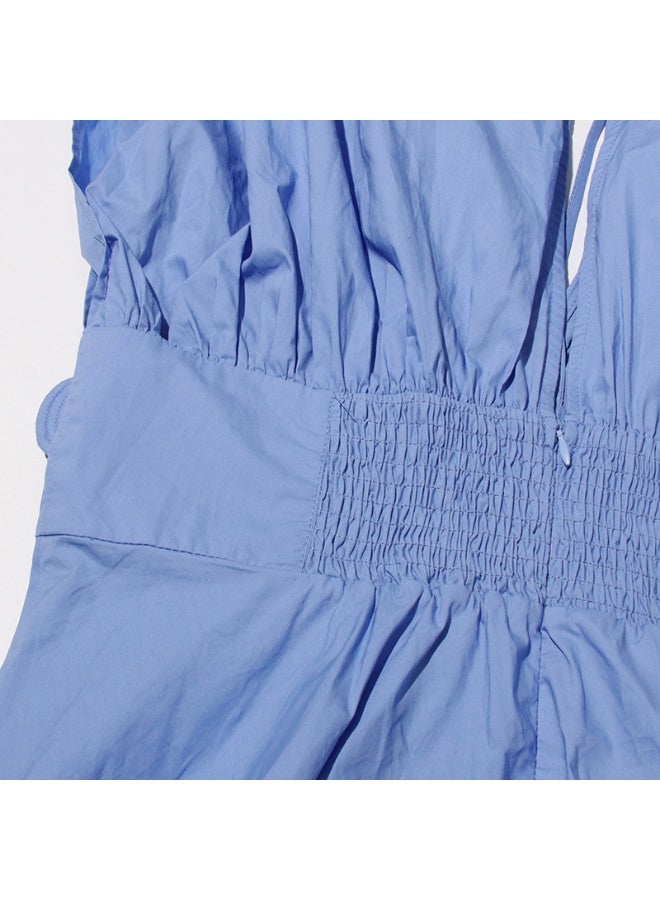 Madam Uniq Light Blue 3D Flower - Embellished V - Neck Midi Dress  - Image 5