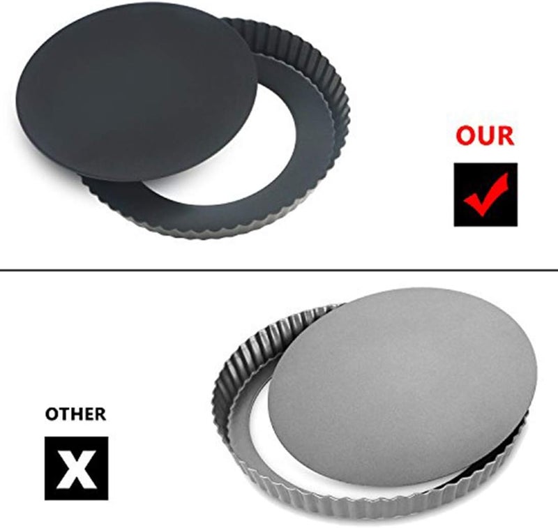 SOLARAE Non-sticks Removable Loose Bottom Quiche Tart Pie Pan (9in) Pack of 2 - Image 5