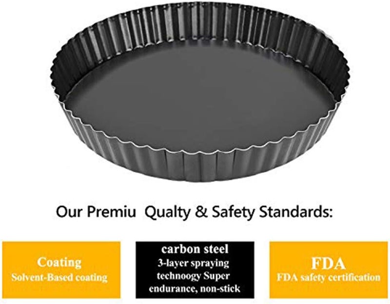 SOLARAE Non-sticks Removable Loose Bottom Quiche Tart Pie Pan (9in) Pack of 2 - Image 4