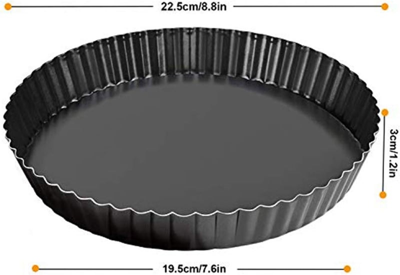 SOLARAE Non-sticks Removable Loose Bottom Quiche Tart Pie Pan (9in) Pack of 2 - Image 2