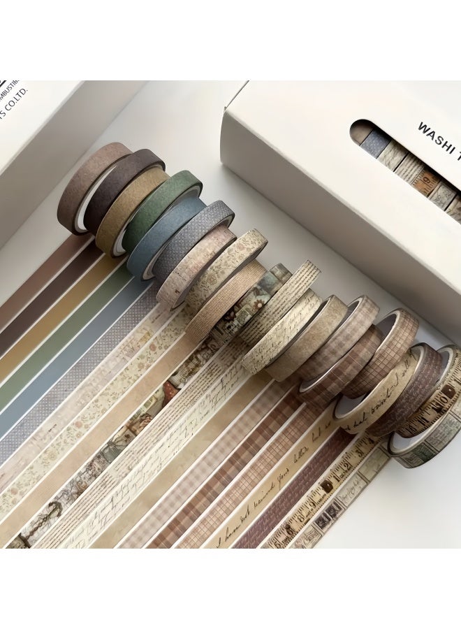 20 Rolls Combination Package Journal Thin Tape Retro Washi Tape Ancient Style Diary Tape Creative Decoration DIY Student - Image 1