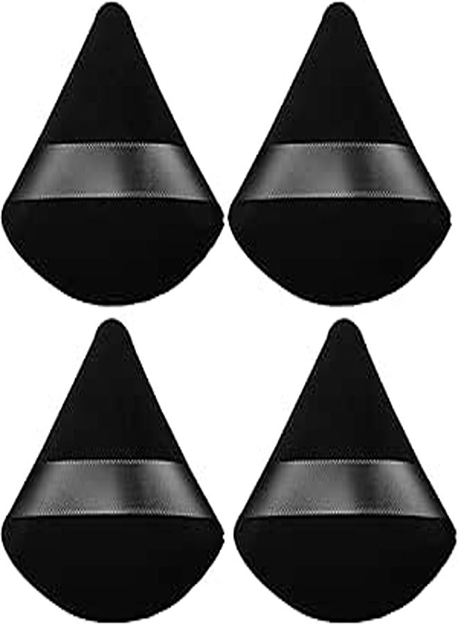 Generic Triangle Powder Puff,Soft Face Makeup Puff Makeup Sponge for Loose Powder Body Powder,Wedge Shape Velour Cosmetic Beauty Sponge for Contouring,Under Eyes and Corners,Makeup Tools (4 Black)
