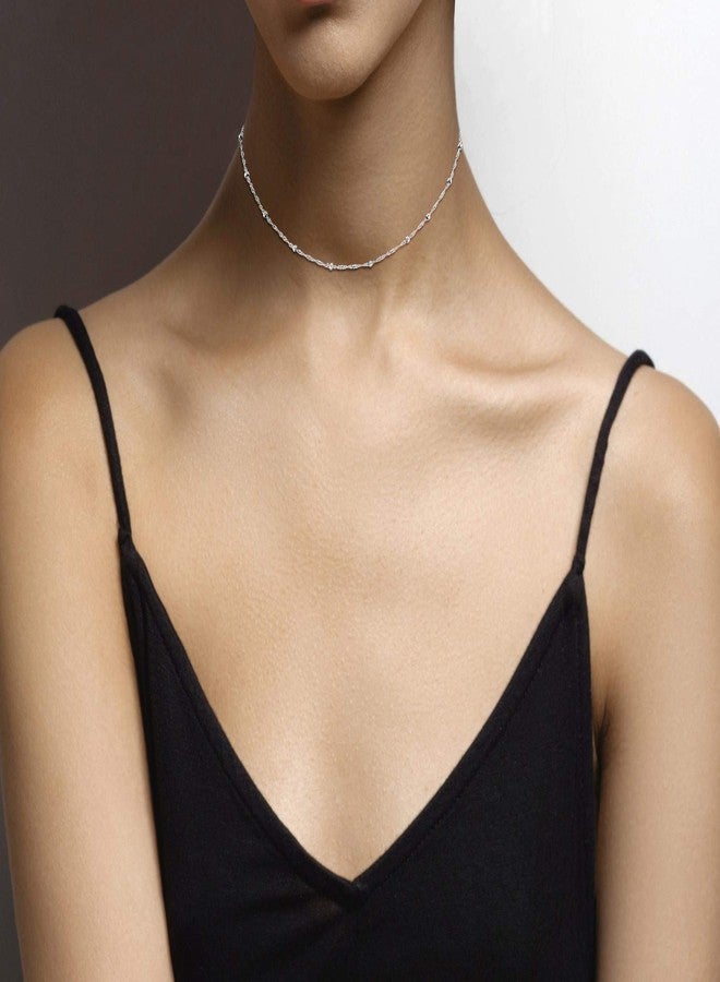 Miabella 925 Sterling Silver, 18K Gold Plated 925 Sterling Silver Figaro, Beaded Singapore, Sparkle, Cuban Link Chain, Choker Necklace for Women Made in Italy (SI, Singapore Bead, Length 15 Inches) - Image 4