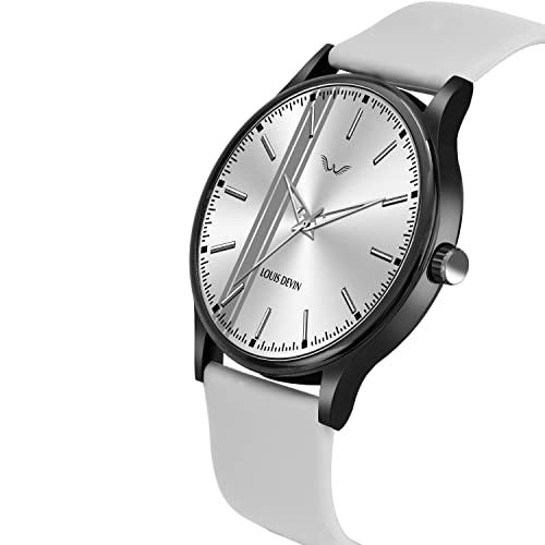 LOUIS DEVIN Grey Silicone Strap Analog Wrist Watch for Men (Silver Dial) | LD-BK0054-GREY - Image 2