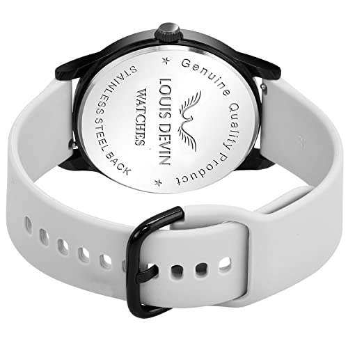 LOUIS DEVIN Grey Silicone Strap Analog Wrist Watch for Men (Silver Dial) | LD-BK0054-GREY - Image 5