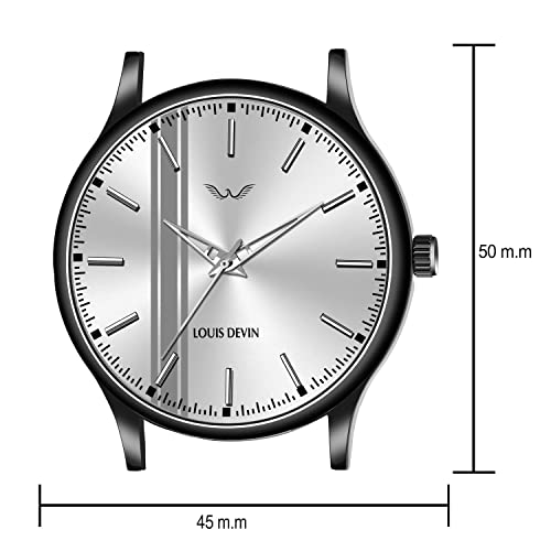 LOUIS DEVIN Grey Silicone Strap Analog Wrist Watch for Men (Silver Dial) | LD-BK0054-GREY - Image 4