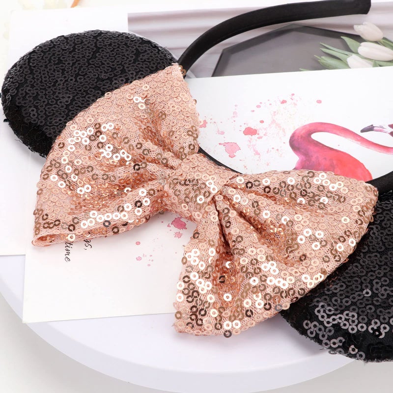 DRESHOW Mouse Ears Bow Headbands Glitter Party Decoration Cosplay Costume for Women - Image 5