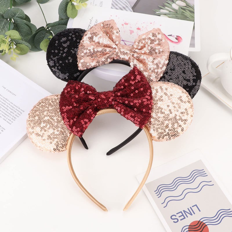 DRESHOW Mouse Ears Bow Headbands Glitter Party Decoration Cosplay Costume for Women - Image 4