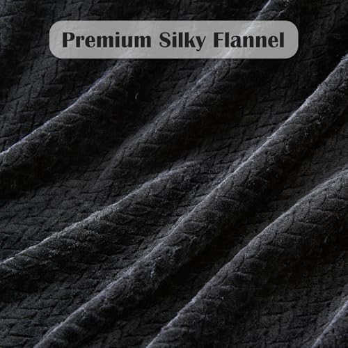 NEWCOSPLAY Super Soft Twin Blanket Black Premium Silky Flannel Fleece Leaves Pattern Lightweight Bed Blanket All Season Use (Black, Twin(60"x80")) - Image 5