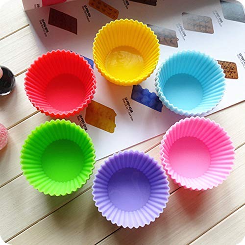 Topinon Silicone 12 Pieces Round Moulds for MuffinsCupcakeJellyCake Random Color - Image 2