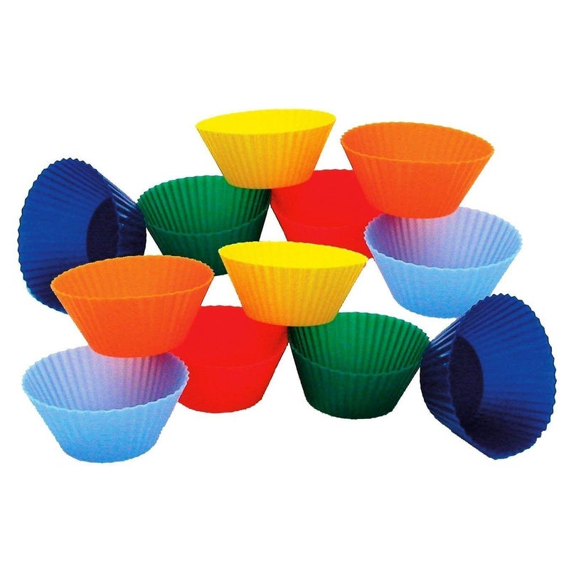 Topinon Silicone 12 Pieces Round Moulds for MuffinsCupcakeJellyCake Random Color - Image 3