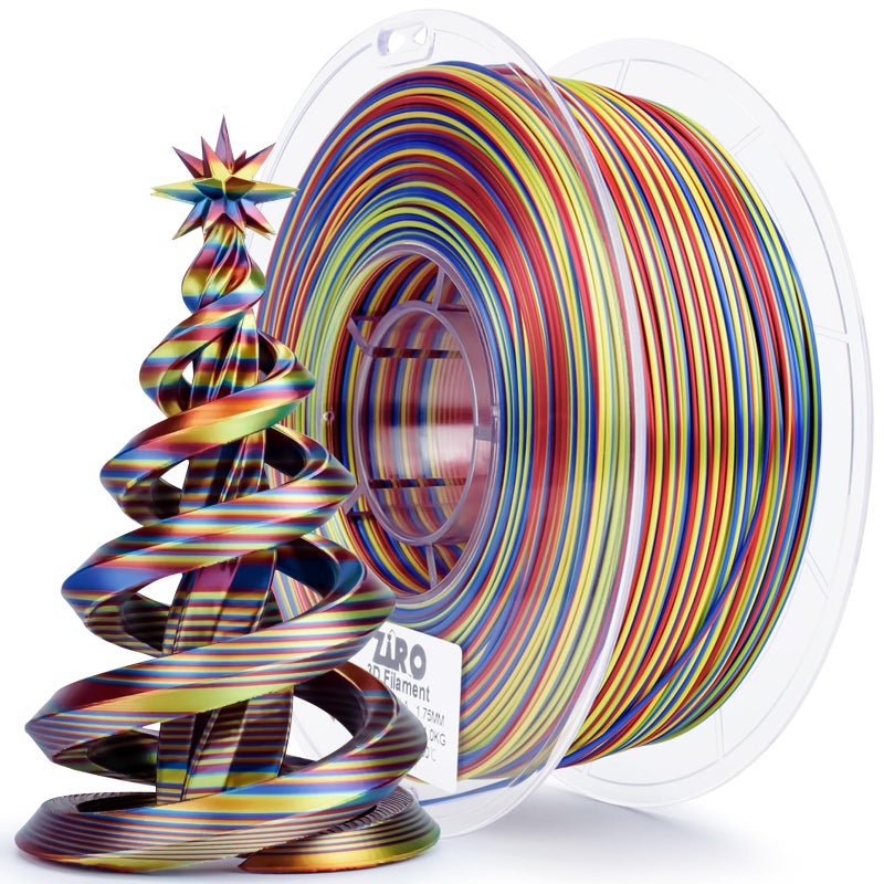 ZIRO Silk PLA Filament, Rapid Dynamic Color Changing Filament 1.75mm, Fast Color Change Silk PLA Stripes Series, Fit Most FDM 3D Printer, 1KG Spool (Glossy Texture), Firework Stripes - Image 1