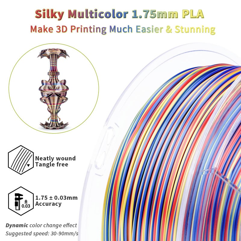 ZIRO Silk PLA Filament, Rapid Dynamic Color Changing Filament 1.75mm, Fast Color Change Silk PLA Stripes Series, Fit Most FDM 3D Printer, 1KG Spool (Glossy Texture), Firework Stripes - Image 4