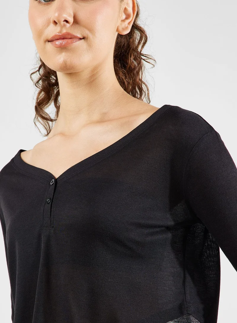 فورورد V Neck Long Sleeves T-Shirt
