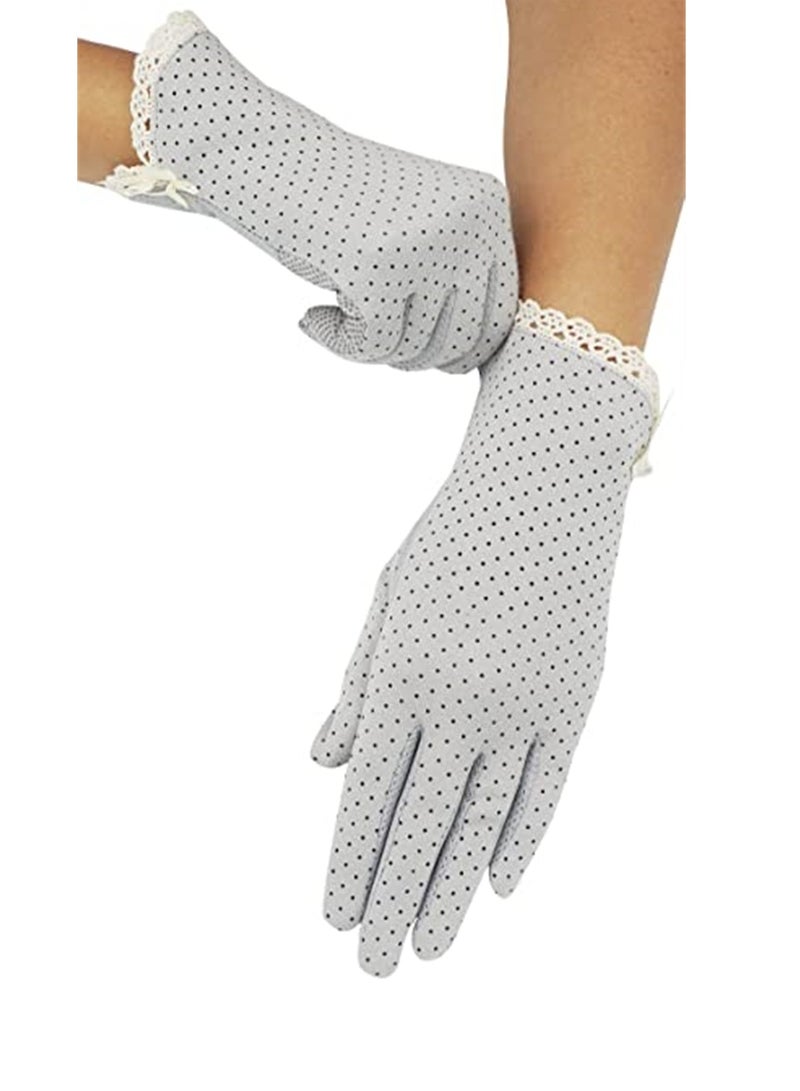 KASTWAVE Lady Summer Anti-UV Gloves, Screen Touchable Gloves Uv Protection Cotton Touchscreen Anti-skid Driving Gloves for Wedding Party Costume  - Image 4