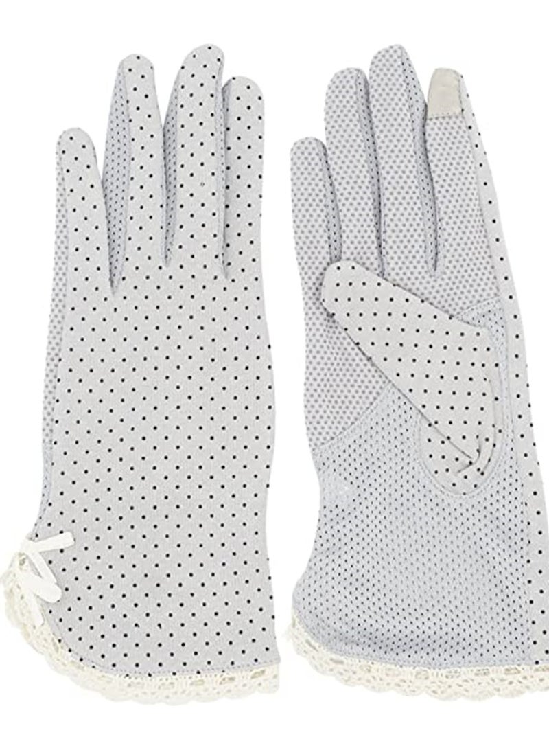 KASTWAVE Lady Summer Anti-UV Gloves, Screen Touchable Gloves Uv Protection Cotton Touchscreen Anti-skid Driving Gloves for Wedding Party Costume  - Image 3