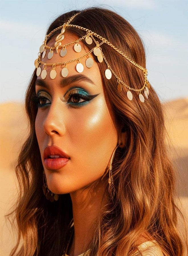 أوكملا سلسلة رأس ذهبية مرصعة بالترتر من أوكملا، قطعة رأس على شكل ثعبان مصري، زي تنكري للمهرجانات، عصابة رأس، إكسسوارات شعر للنساء - Image 3