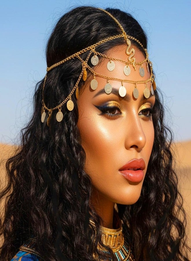 أوكملا سلسلة رأس ذهبية مرصعة بالترتر من أوكملا، قطعة رأس على شكل ثعبان مصري، زي تنكري للمهرجانات، عصابة رأس، إكسسوارات شعر للنساء - Image 5