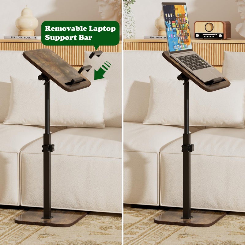 promitop TV Tray Side Table for Couch - 360Â° Swivel Adjustable Height Rotating Sofa Table C Table End Table Laptop Desk with Phone & Tablet Slot, Perfect for Eating Working Reading, Fits Small Spaces - Image 5